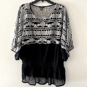 Alfani sheer and lace flowy top